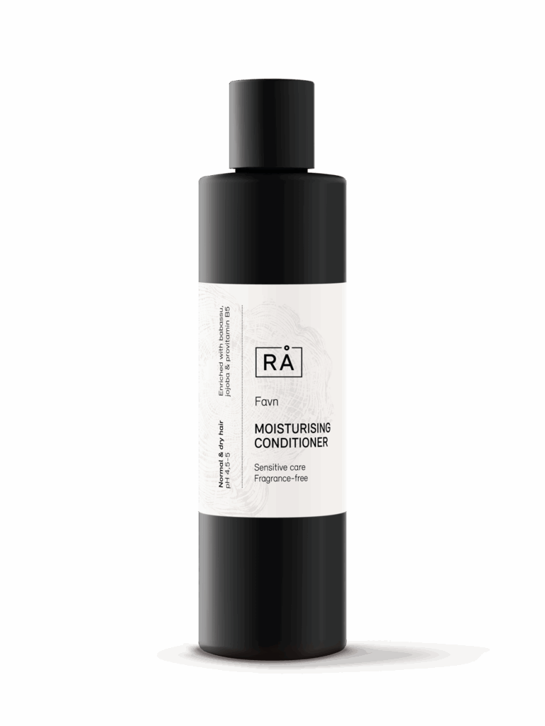 Flaske med fuktighetsgivende balsam uten parfyme fra norske RÅ skincare