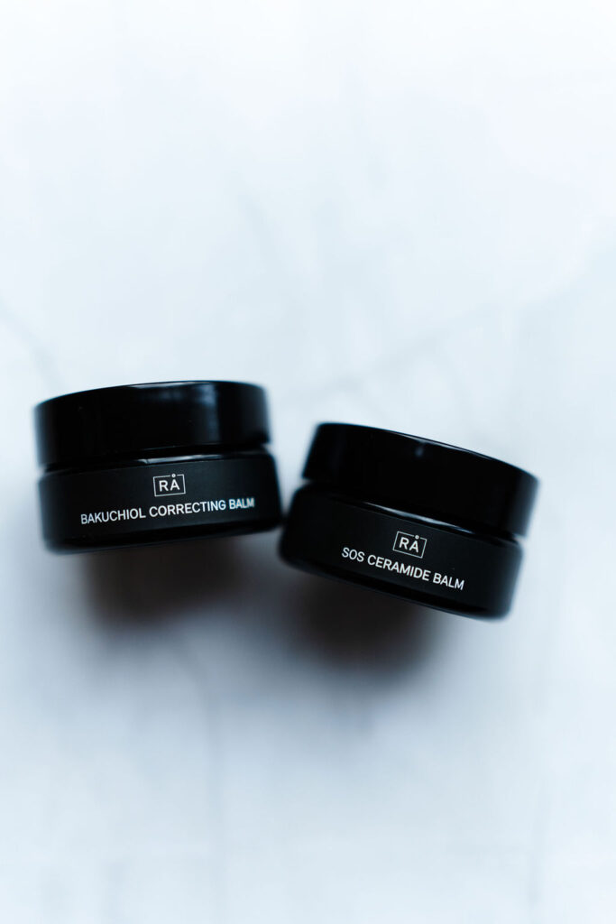 samlebilde av rå skincare ansiktsbalmer uten vann for tørr hud